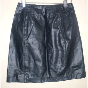 Vintage LNR‎ Leather Skirt Black Womens Mini A Line 90s Retro Classic Edgy Sz 10